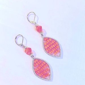Orange/Gold-Tone Crystal Dangle Earrings